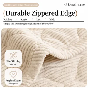 Verdichteter Plüsch Sofabezug für Herbst Winter, einteiliger rutschfester Sesselbezug beige.