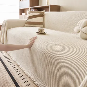 Solid Chenille Sofa Cover Thick Dustproof Blanket Modern Living Room Couch Towel
