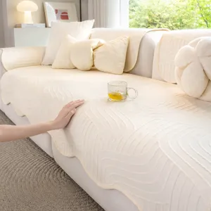 Summer ice silk sofa cushion, breathable fox-tail textured couch cover protector for room.