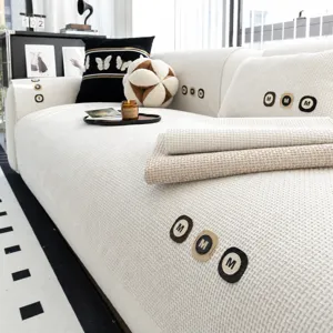 Chenille waffle sofa cushion cover, four seasons universal anti-slip seat cover protector.