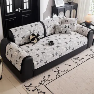Modern black and white butterfly print sofa cushion cover set for living room decor.