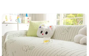 Ice silk sofa cover with cute elephant pattern, anti-scratch protective blanket for living room