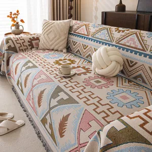 Retro Chenille Sofa Towel All-Inclusive Dustproof Furniture Protector Bohemian Geometric Pattern Sofa Cover Living Room Home Decor