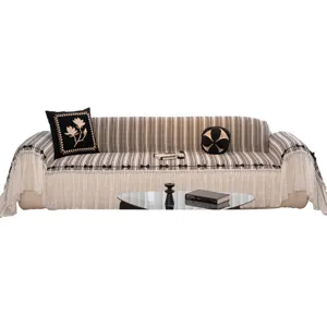 Universal chenille sofa cover anti-scratch full protection striped couch towel cover