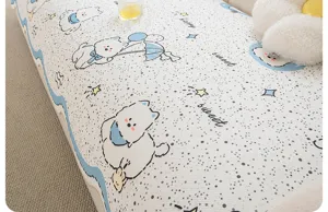 Coussin de canapé en soie glacée rafraîchissant d'été dessin animé, motif chiot mignon