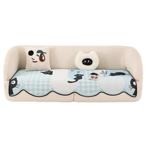 Ice silk cartoon sofa cushion, summer cooling sofa cover, anti-slip one-piece seat pad for home.