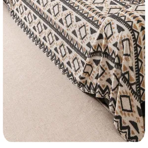 Retro chenille sofa cover blanket, vintage geometric pattern throw for daily home decor details.