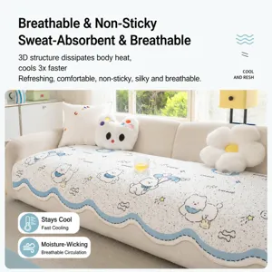 Tapis de coussin de canapé en soie glacée rafraîchissant d'été, housse de siège à motif de chiot