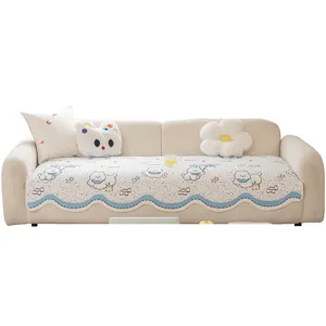 Tapis de coussin de canape en soie glacee d'ete de dessin anime mignon et respirant