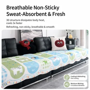 Coussin de Sofa en Soie Glacée Quatre Saisons Universel Cartoon Imprimé Housse Antidérapante Protecteur pour Salon Canapé en Cuir