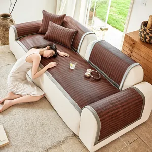 Summer PE rattan sofa mat, cool and anti-slip woven cushion cover for living room.