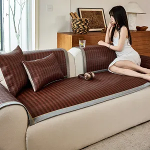 Summer cool PE rattan sofa cushion set with anti-slip backing, stylish living room decor.