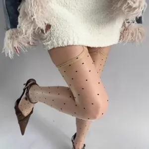 Sexy polka dot faux suspender pantyhose for women sheer matte over knee tights hosiery