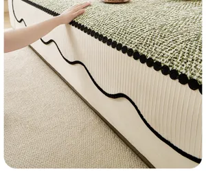 Chenille bankhoes antislip bankdeken met golvende rand detail voor woonkamer decoratie.