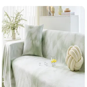 Cooling silk sofa cover, anti-slip retro textured couch throw blanket for all seasons living room decor.
