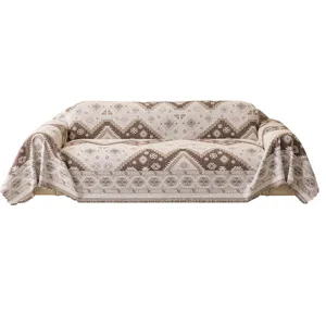 Chenille sofa blanket cover ethnic geometric pattern furniture protector universal