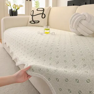 Summer Ice Silk Sofa Mat Cooling Couch Cover Pad Geometric Pattern Anti-Slip Protector Home Living Room Furniture Decor