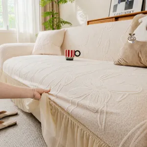 Jacquard sofa cover with skirt, anti-scratch elastic universal all-inclusive furniture protector