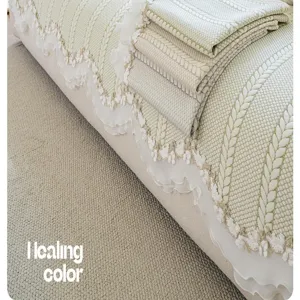 Summer cooling sofa mat knitted ice silk cushion cover with elegant lace trim details.