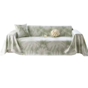 Cooling silk sofa cover, all-season American retro tie-dye slipcover with pillow and props.