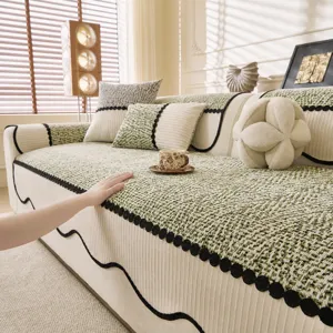 Zachte chenille bankhoes voor woonkamer, antislip eendELIGe bankkussenmat voor bescherming.