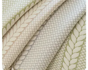 Detailed shot of cooling ice silk sofa cushion fabric with delicate honeycomb leaf weave.