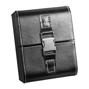 Scatola porta orologi in pelle PU a 2 scomparti stile business astuccio con fibbia in metallo