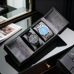 Scatola Porta Orologi in Pelle PU Stile Business Custodia per Orologi da Polso Organizzatore Gioielli Con Chiusura in Metallo