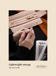 Portable travel jewelry organizer bag for necklaces rings earrings minimalist storage soft