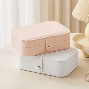 Portable travel jewelry box organizer PU leather storage case for necklace ring earrings