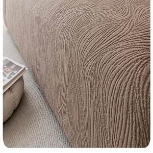 Jacquard plush sofa cover texture detail showing soft elastic fabric and universal fit.