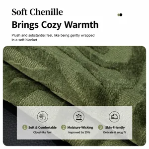 Modern minimalist green chenille sofa cushion cover with soft texture and cozy tactile feel.