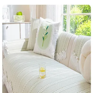 Detailed view of refreshing summer cooling knit sofa cushion with lovely lily pillow cover.