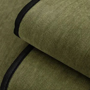 Green chenille sofa cushion vintage style fabric seat cover with black trim breathable mat