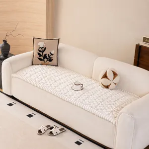 Fundas de sofá de franela gruesa estilo crema antideslizante otoño invierno decoración