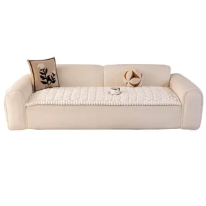 Fundas de sofa de felpa gruesa estilo crema cojin antideslizante calido y comodo