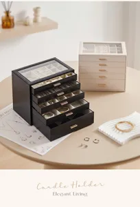 Grande scatola portaoggetti per gioielli multistrato con vetrina per anelli collane bracciali.