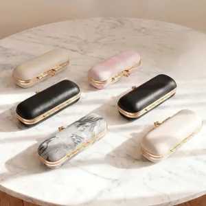Portable small jewelry box travel mini earrings storage case PU leather clasp organizer gift