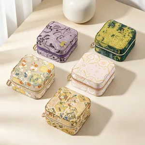 Portable Chinese style jewelry box mini travel storage case for rings earrings necklaces