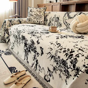 French vintage style chenille sofa cover blanket universal four-season couch slipcover