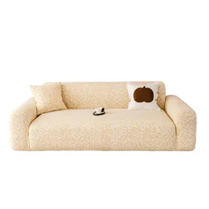 Jacquard plush sofa cover all-inclusive universal stretch slipcover yellow chevron main view