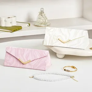 European travel portable folding jewelry box marble pattern glasses storage case for women