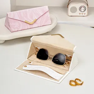 Portable foldable jewelry and sunglasses storage box for travel and daily home organization
