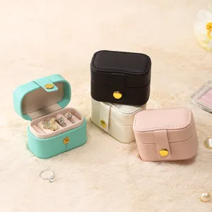 Mini portable travel jewelry box pu leather ring organizer display case for women gifts