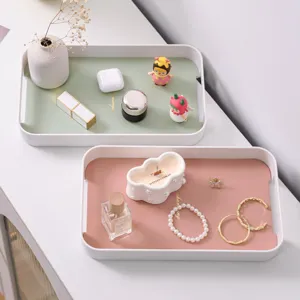 nordic style plastic leather storage tray detail view, elegant desktop home organizer
