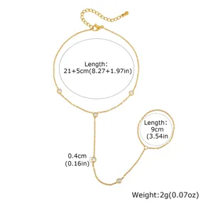 Gold stainless steel CZ toe chain body jewelry beach foot bracelet elegant fashion accessory