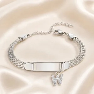 Joli bracelet multi-brins en acier inoxydable avec charm lettre W pour enfants