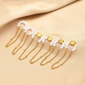 Perla stile francese in acciaio inossidabile nappa cuore conchiglia orecchini minimalisti