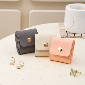 Portable minimalist jewelry storage bag travel mini suede ear stud ring organizer box