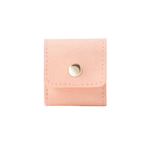 Portable microfiber jewelry pouch pink mini ring storage bag for travel and daily uses
